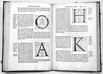 トーリィ　「萬華園、様々な比例のアッティカ書体活字、一般に用いられるローマン書体活字の技術と科学」　
